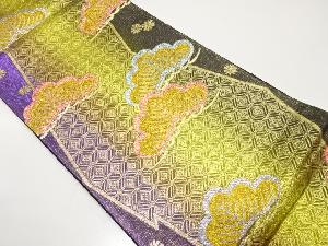 笠松に変わり花七宝模様織り出し　振袖用袋帯